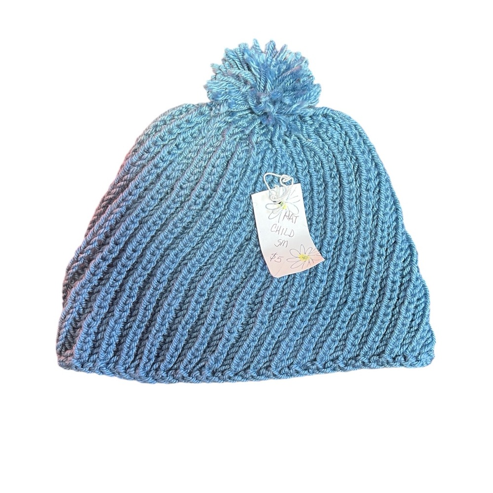 Cozy Blue Knit Pom-Pom Beanie for Kids